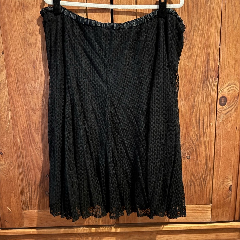 Coldwater Creek Black Textured A-Line Skirt